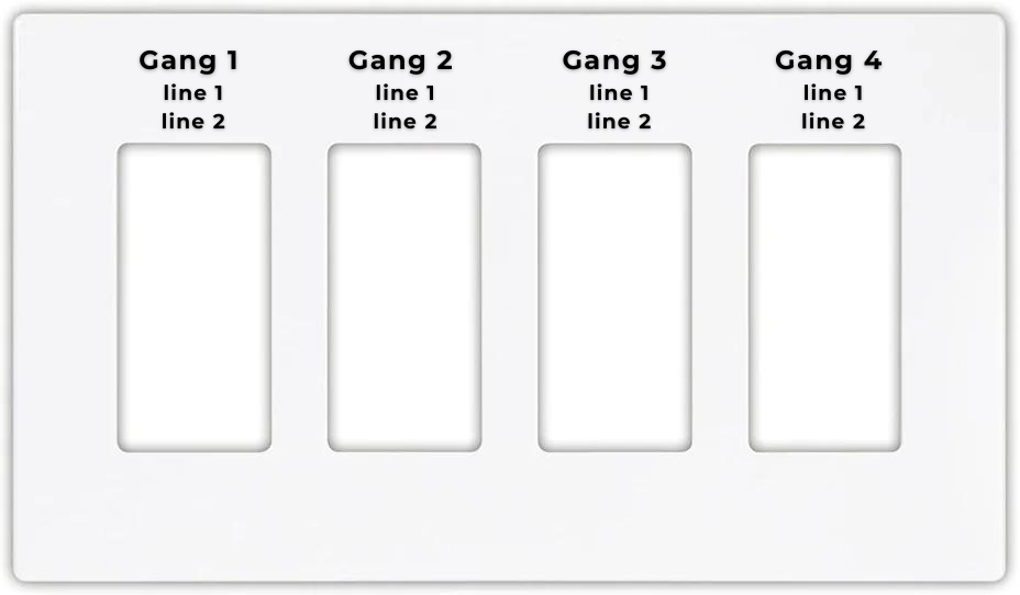 Lutron 5 gang faceplate with custom engraving