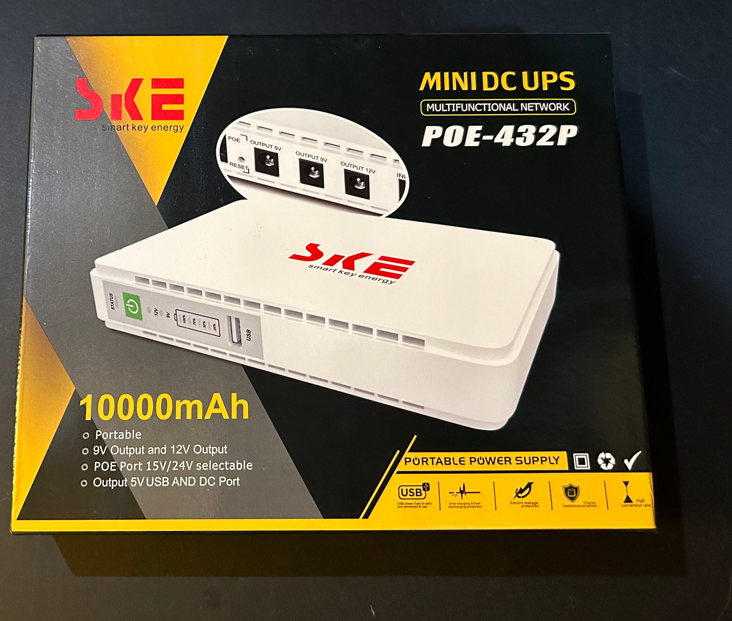 Mini–Uninterruptible Power Supply (mini-UPS) USB (5v), 9v and 12v, 2500mA