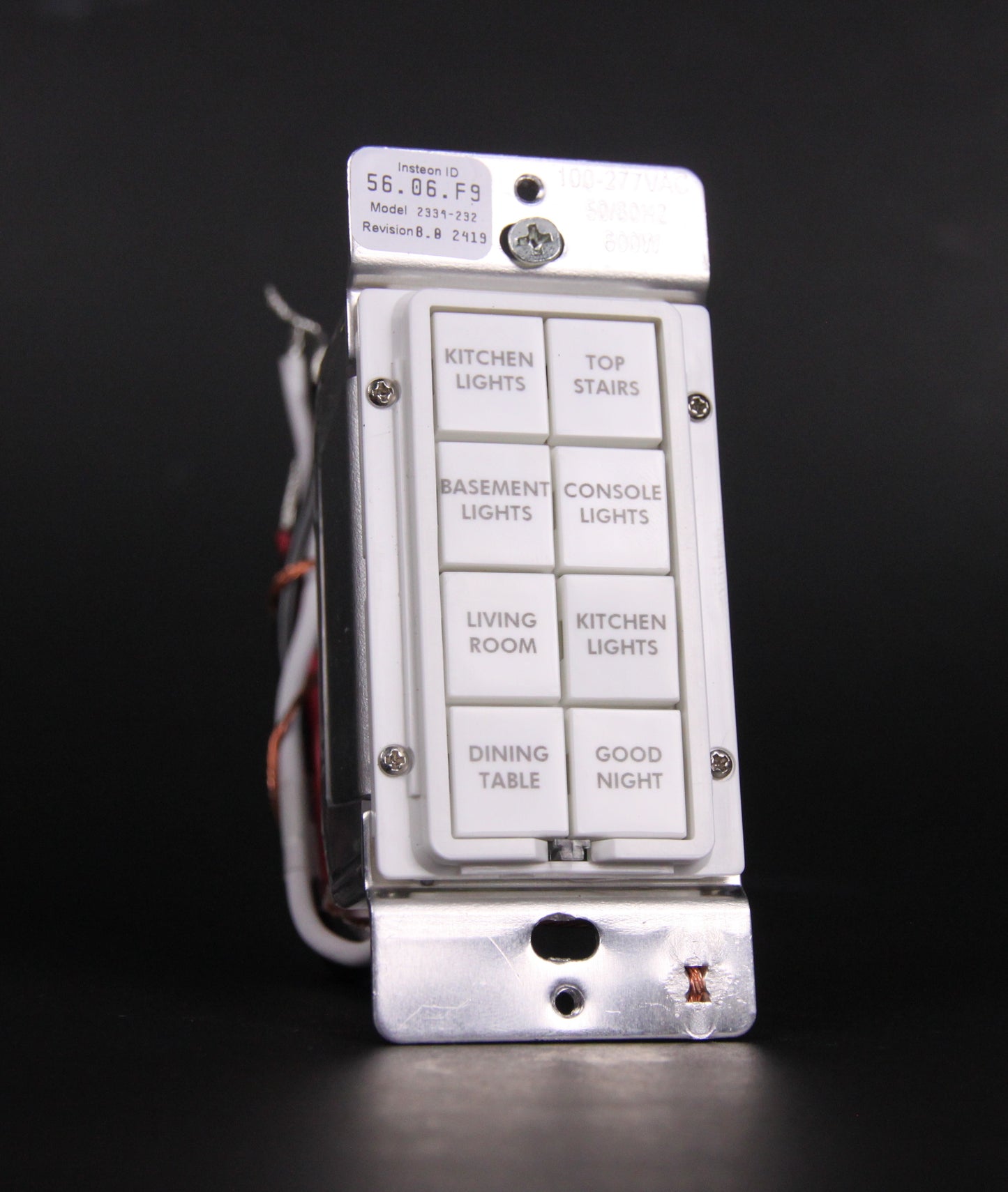 Insteon 8 buttons keypad custom etching